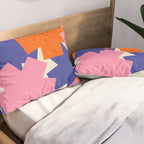 Pop Star Contemporary Abstract Pattern Blue Pink Orange Pillow Sham Gallery Image 2