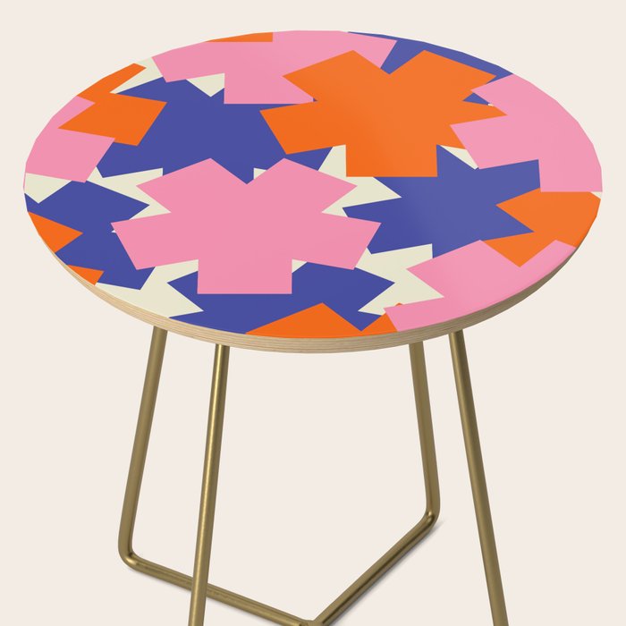 Pop Star Contemporary Abstract Pattern Blue Pink Orange Side Table Gallery Image 2