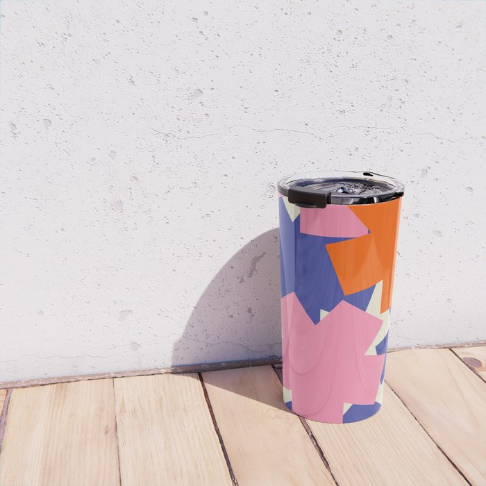 Pop Star Contemporary Abstract Pattern Blue Pink Orange Travel Mug Gallery Image 4
