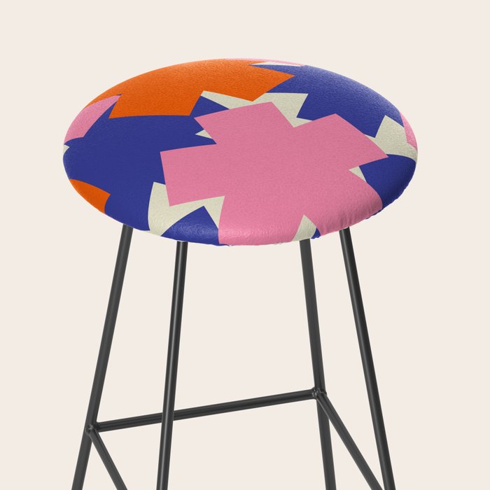 Pop Star Contemporary Abstract Pattern Blue Pink Orange Stool Gallery Image 2