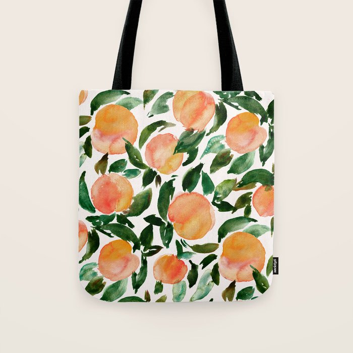 GEORGIA PEACHES Watercolor Peach Print Tote Bag Gallery Image 1