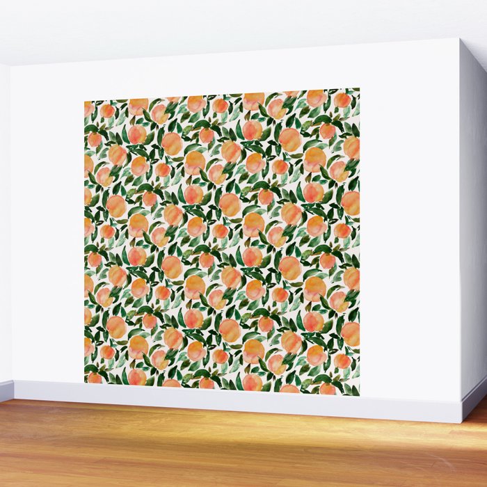 GEORGIA PEACHES Watercolor Peach Print Wall Mural Gallery Image 2