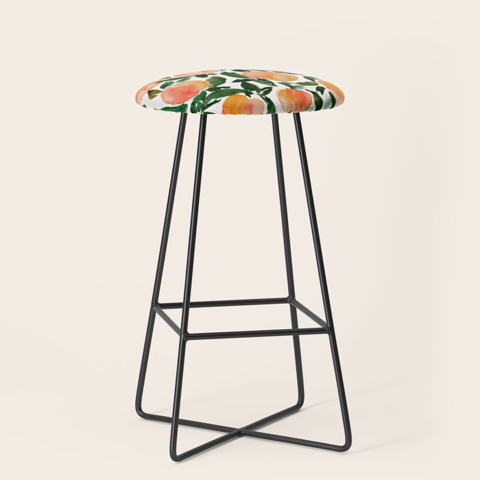 GEORGIA PEACHES Watercolor Peach Print Stool Gallery Image 1