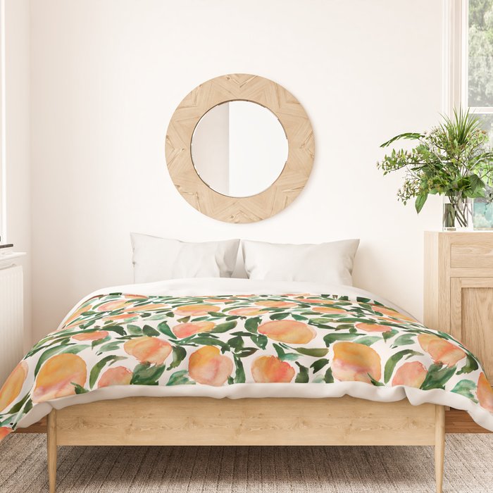 GEORGIA PEACHES Watercolor Peach Print Duvet Cover Gallery Image 3