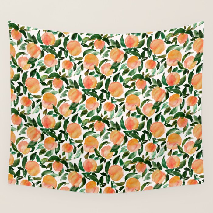 GEORGIA PEACHES Watercolor Peach Print Wall Tapestry Gallery Image 4