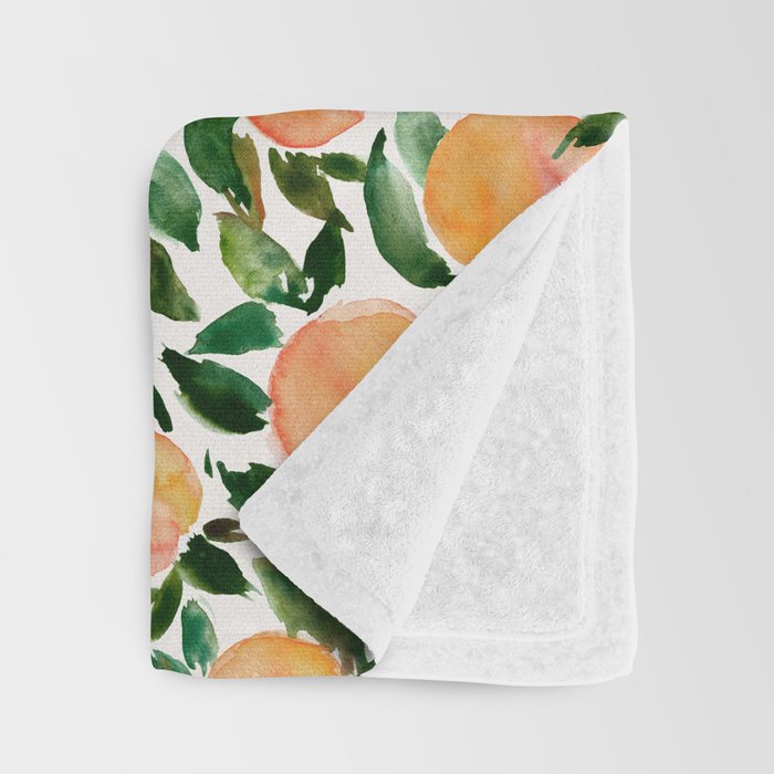 GEORGIA PEACHES Watercolor Peach Print Throw Blanket Gallery Image 3