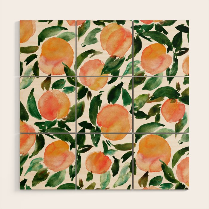 GEORGIA PEACHES Watercolor Peach Print Wood Wall Art Gallery Image 1