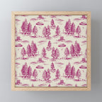 Magenta Alien Abduction Toile De Jouy Pattern Mini Art Print Gallery Image 1