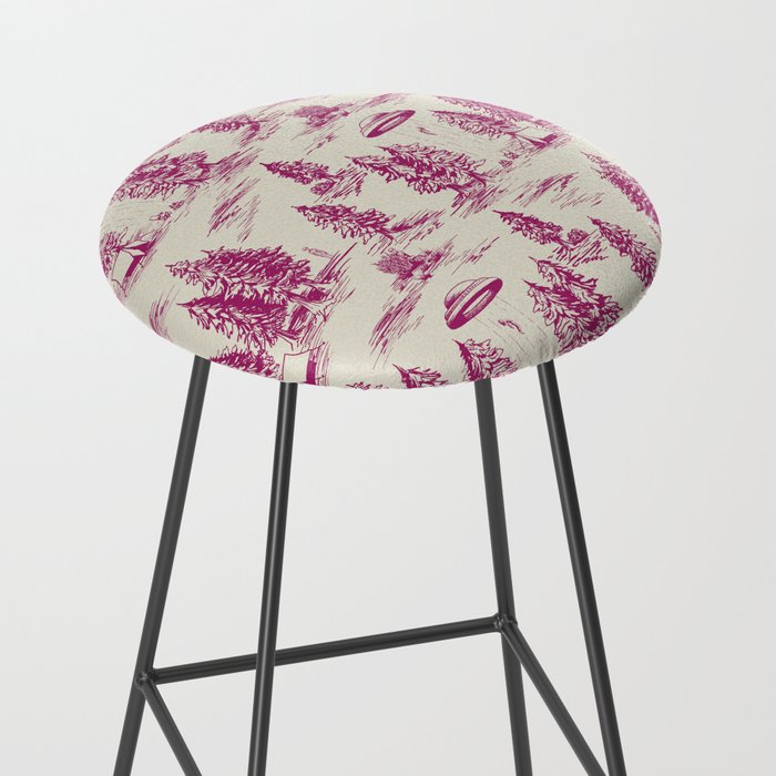 Magenta Alien Abduction Toile De Jouy Pattern Stool Gallery Image 2