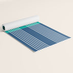 Geometric Lines in Blue Teal Yellow (Sun and Rainbow abstraction) Yoga Mat Gallery Image 2