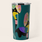 abstract whimsical flower on teal Travel Mug Gallery Image 1