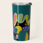 abstract whimsical flower on teal Travel Mug Gallery Image 2