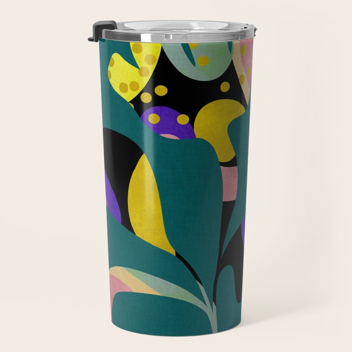 abstract whimsical flower on teal Travel Mug Gallery Image 3