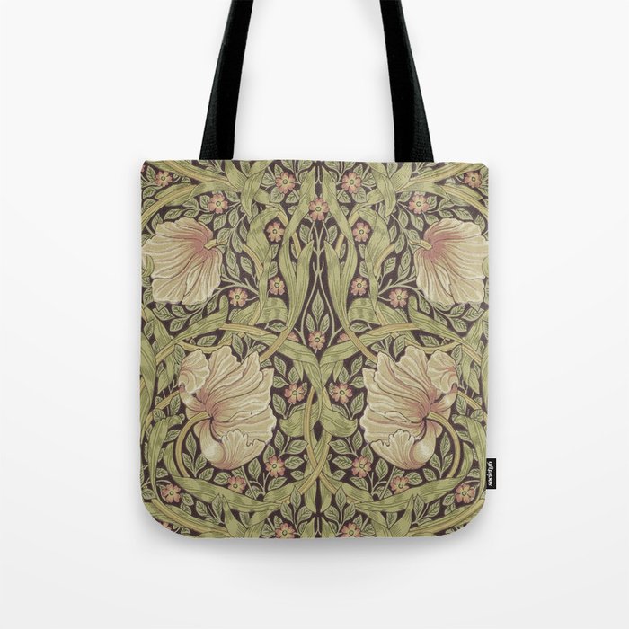William Morris Vintage Pimpernel Bullrush Russet Tote Bag Gallery Image 1
