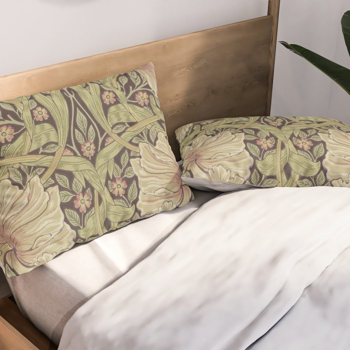 William Morris Vintage Pimpernel Bullrush Russet Pillow Sham Gallery Image 2