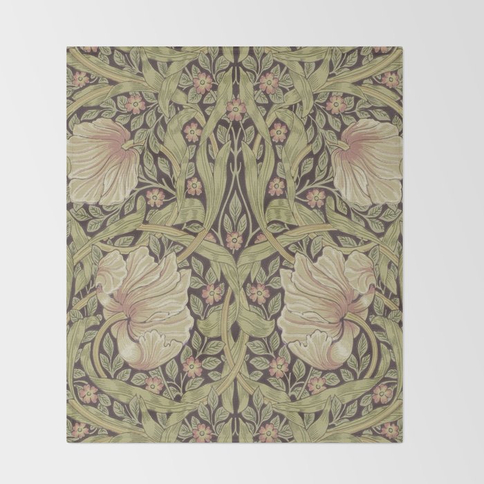 William Morris Vintage Pimpernel Bullrush Russet Throw Blanket Gallery Image 2