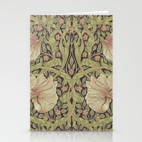 William Morris Vintage Pimpernel Bullrush Russet Stationery Card Gallery Image 1