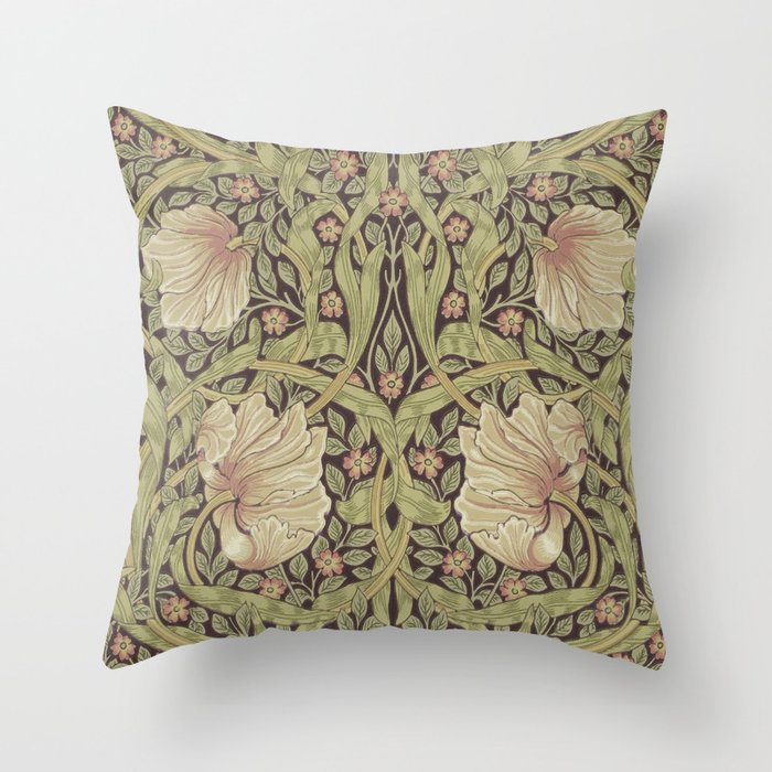 William Morris Vintage Pimpernel Bullrush Russet Throw Pillow Gallery Image 6