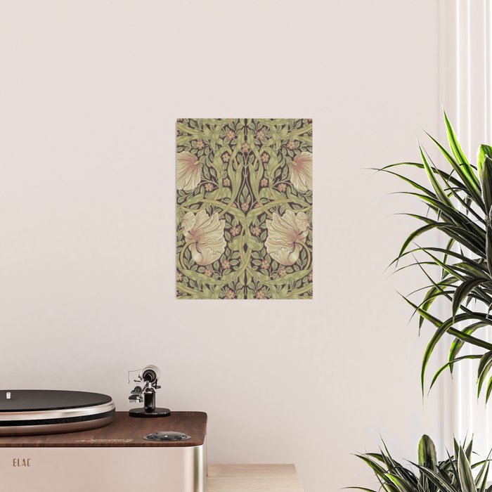 William Morris Vintage Pimpernel Bullrush Russet Poster Gallery Image 2