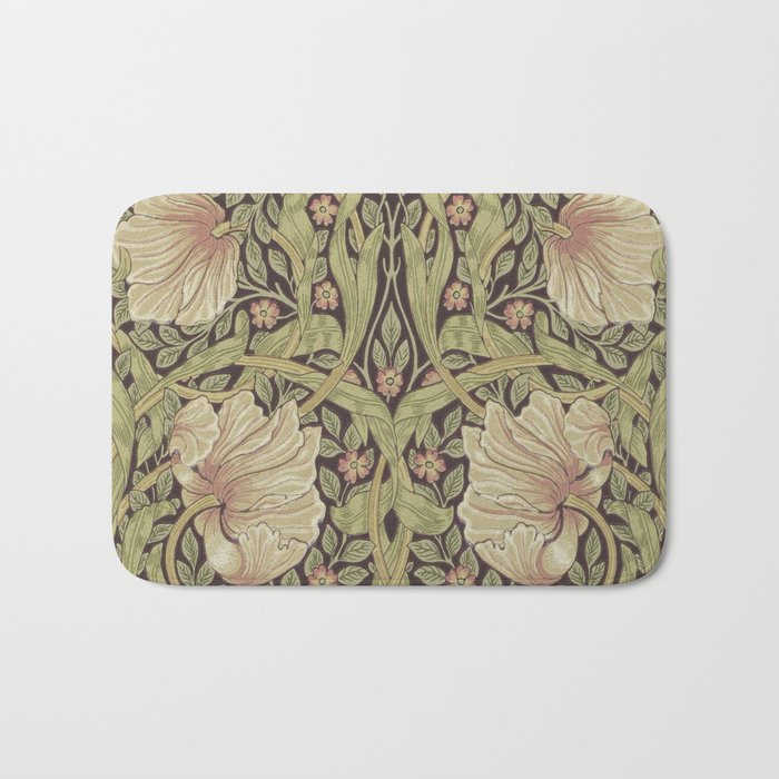 William Morris Vintage Pimpernel Bullrush Russet Bath Mat Gallery Image 1