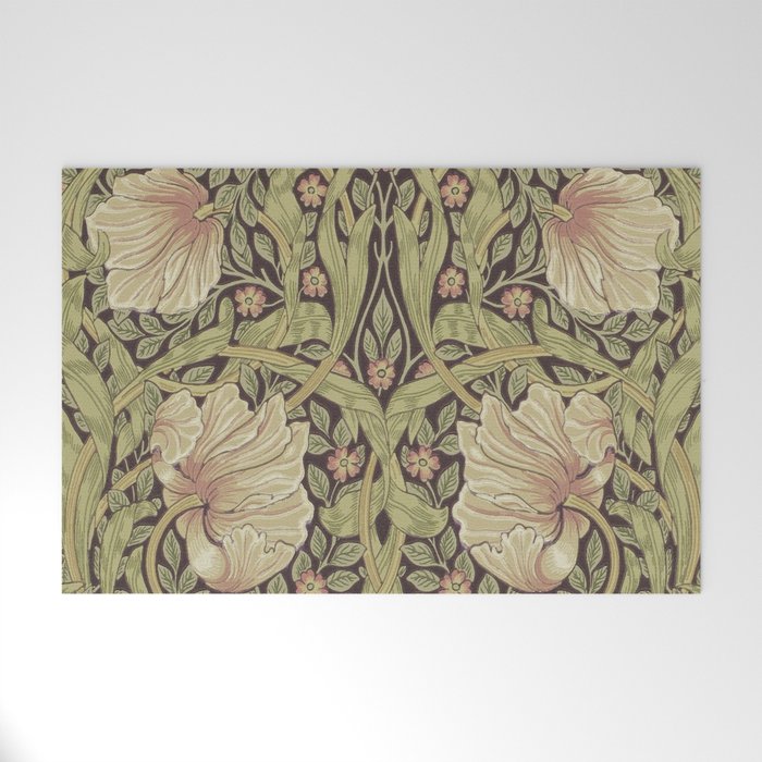 William Morris Vintage Pimpernel Bullrush Russet Welcome Mat Gallery Image 1
