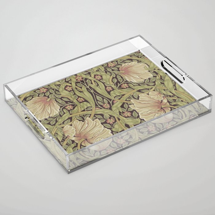 William Morris Vintage Pimpernel Bullrush Russet Acrylic Tray Gallery Image 1