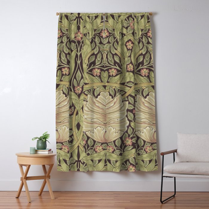 William Morris Vintage Pimpernel Bullrush Russet Window Curtain Gallery Image 1