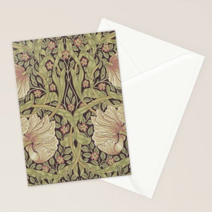 William Morris Vintage Pimpernel Bullrush Russet Stationery Card Gallery Image 2