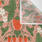 Elegant Strawberry and Floral Botanical Pattern Wall Tapestry Gallery Image 3