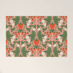 Elegant Strawberry and Floral Botanical Pattern Welcome Mat Gallery Image 1