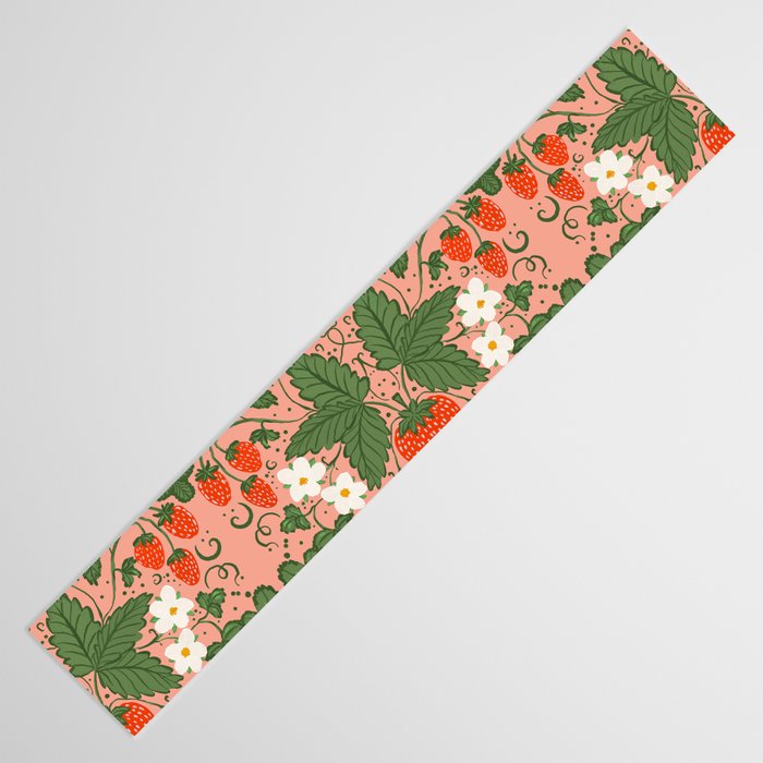 Elegant Strawberry and Floral Botanical Pattern Table Runner Gallery Image 3