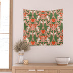 Elegant Strawberry and Floral Botanical Pattern Wall Tapestry Gallery Image 2