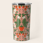 Elegant Strawberry and Floral Botanical Pattern Travel Mug Gallery Image 1