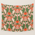 Elegant Strawberry and Floral Botanical Pattern Wall Tapestry Gallery Image 4