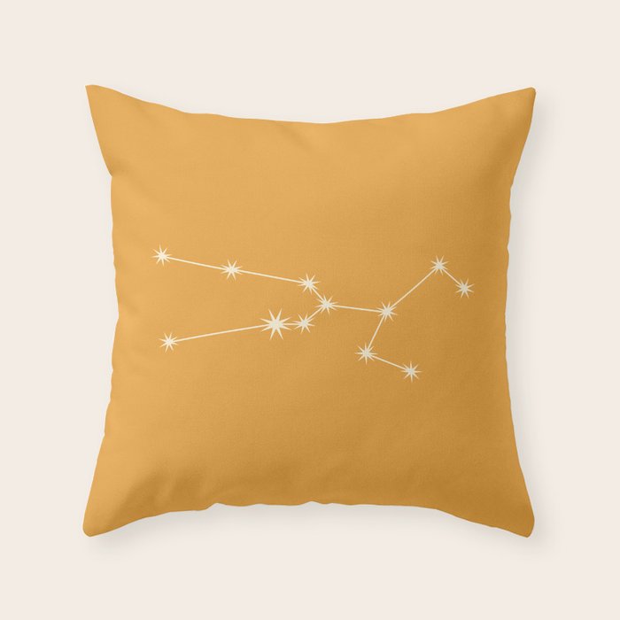 Taurus Zodiac Star Constellation Line Art Peach Orange Throw Pillow Gallery Image 6