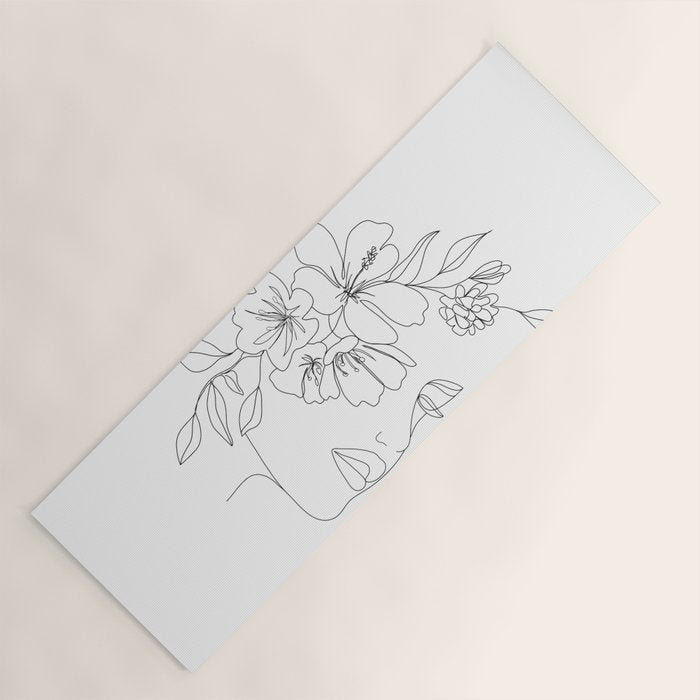 Minimal Line Art Woman Face II Yoga Mat Gallery Image 1