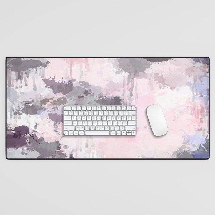 Modern Contemporary soft Pastel Pink Grey Abstract Desk Mat Gallery Image 1