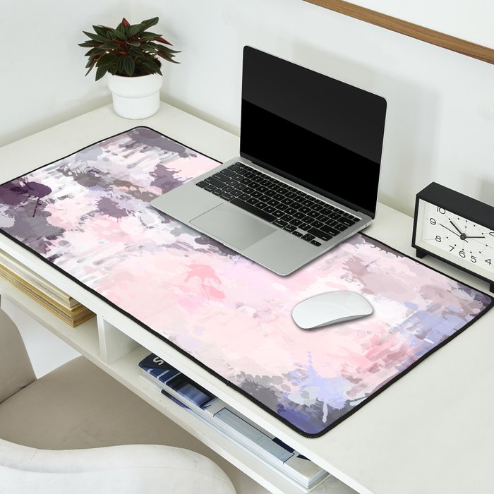 Modern Contemporary soft Pastel Pink Grey Abstract Desk Mat Gallery Image 2