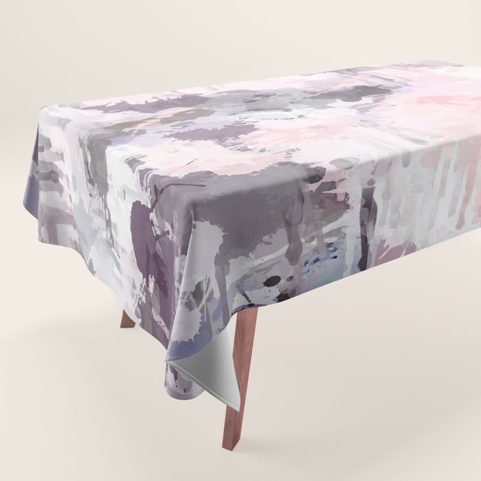 Modern Contemporary soft Pastel Pink Grey Abstract Tablecloth Gallery Image 1