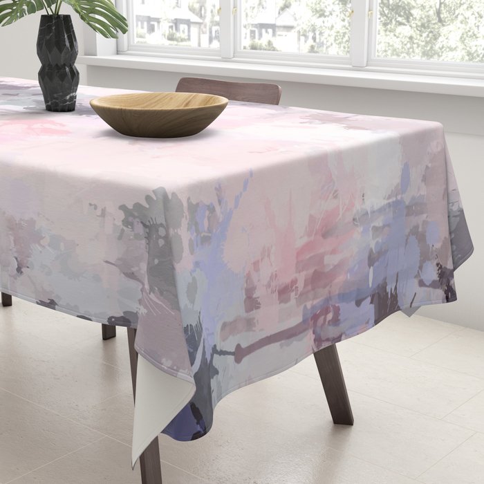 Modern Contemporary soft Pastel Pink Grey Abstract Tablecloth Gallery Image 3
