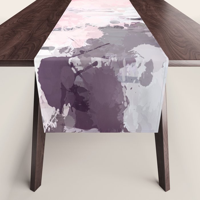 Modern Contemporary soft Pastel Pink Grey Abstract Table Runner Gallery Image 1