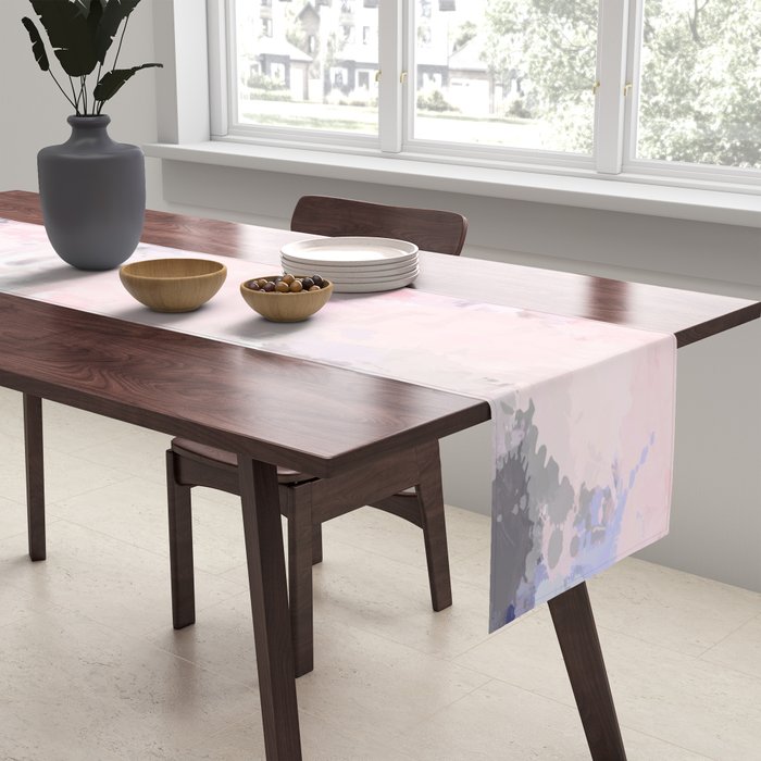 Modern Contemporary soft Pastel Pink Grey Abstract Table Runner Gallery Image 2