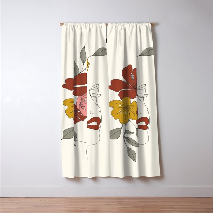 Colorful Thoughts Minimal Line Art Woman Face I Window Curtain Gallery Image 3