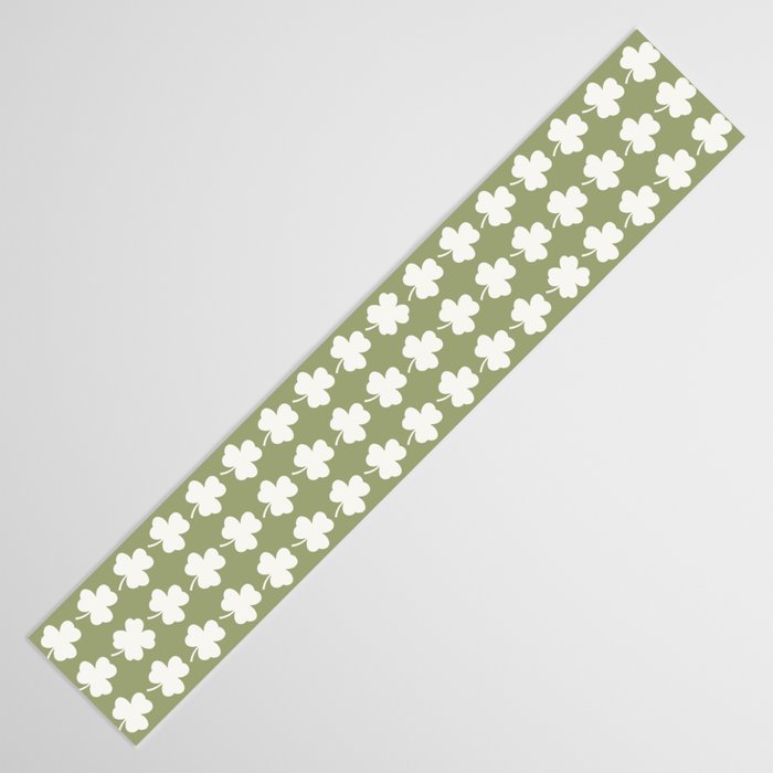 Clovers XXVIII Natural Green Botanical Pattern Table Runner Gallery Image 3