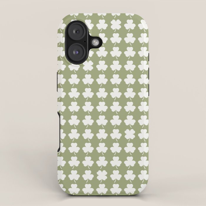 Clovers XXVIII Natural Green Botanical Pattern iPhone Case Gallery Image 1