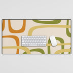 Fine Loops Mid-Century Modern Minimalist Olive Green, Burnt Orange, Mustard, and Beige Desk Mat Gallery Image 1
