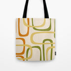 Fine Loops Mid-Century Modern Minimalist Olive Green, Burnt Orange, Mustard, and Beige Tote Bag Gallery Image 1