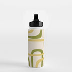 Fine Loops Mid-Century Modern Minimalist Olive Green, Burnt Orange, Mustard, and Beige Water Bottle Gallery Image 2
