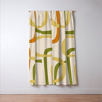 Fine Loops Mid-Century Modern Minimalist Olive Green, Burnt Orange, Mustard, and Beige Window Curtain Gallery Image 3