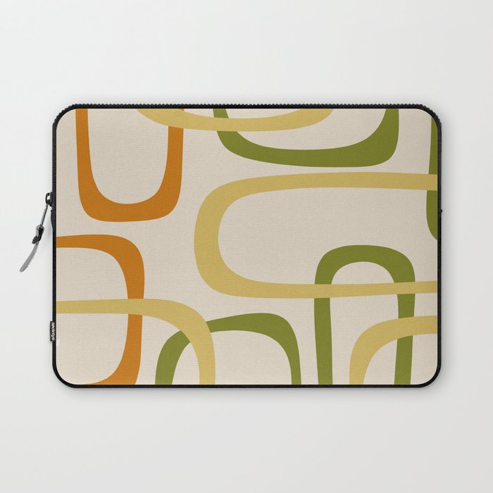 Fine Loops Mid-Century Modern Minimalist Olive Green, Burnt Orange, Mustard, and Beige Laptop Sleeve Gallery Image 1